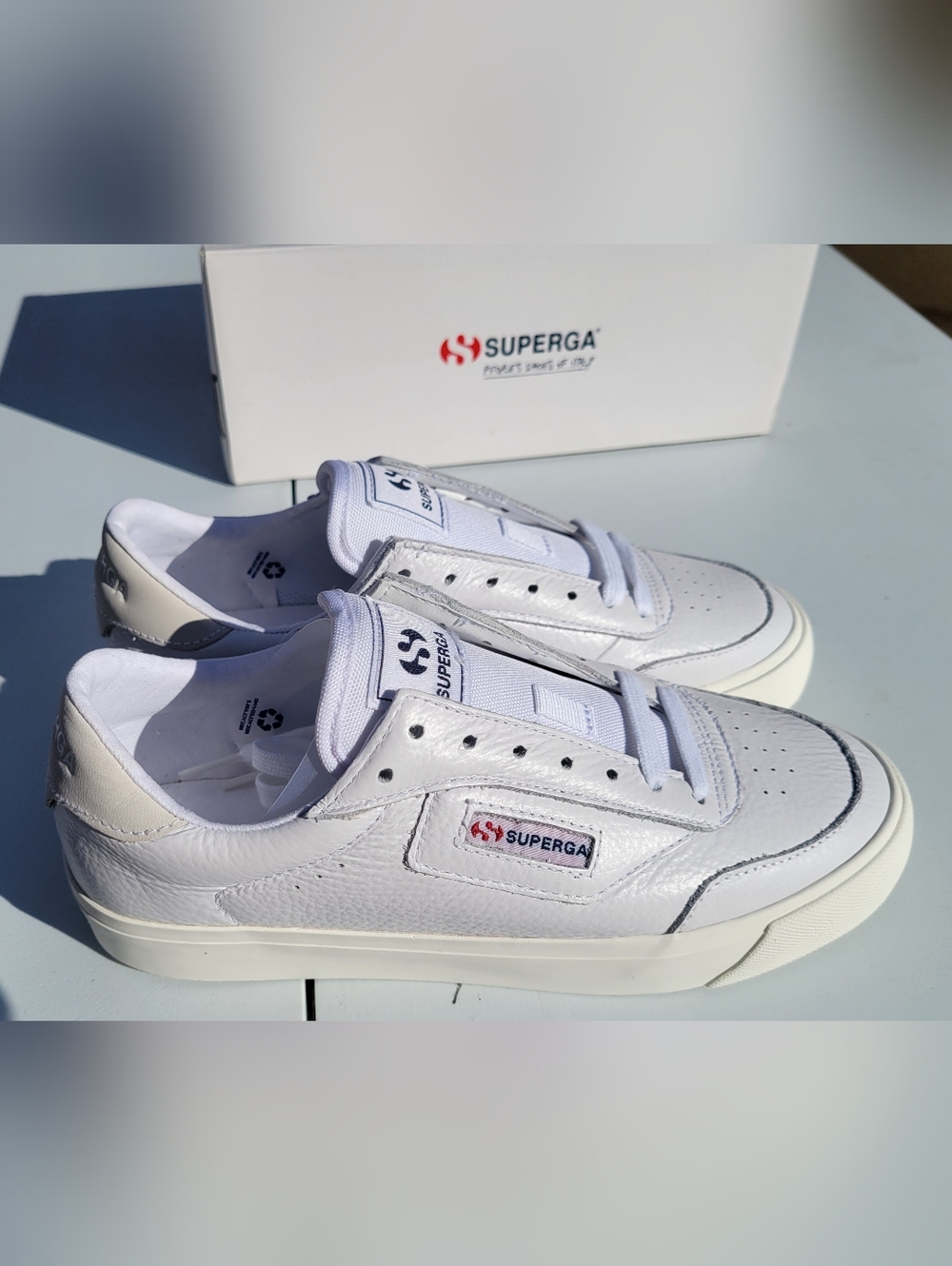 Superga White Leather Low-Top Sneakers - Picture 2 of 7